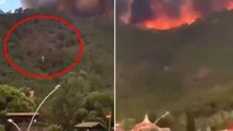 Marmaris'te yangını kaydeden vatandaştan dikkat çeken sözler: Biri ormanı ateşe verdi bak