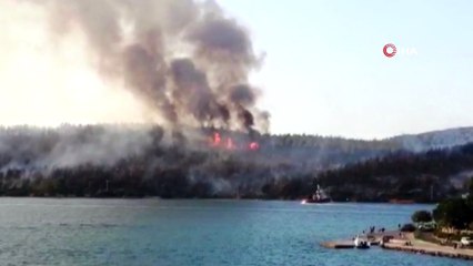 Bodrum'daki orman yangınına söndürme gemileri de müdahale etti