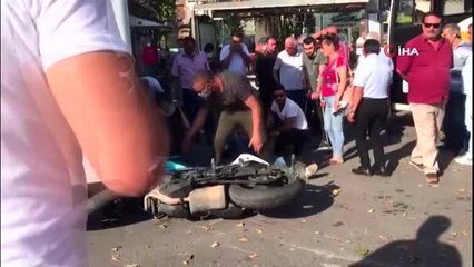 Motosiklet otobüs ile çarpıştı, otobüs şoförü isyan etti