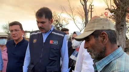 Yangın bölgesindeki Bakan Kurum: 'Hızlı bir şekilde inşa edeceğiz'