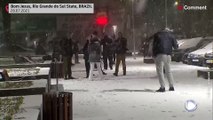 Nieva en el sur de Brasil. Una ola de frío cubre de blanco Río Grande del Sur