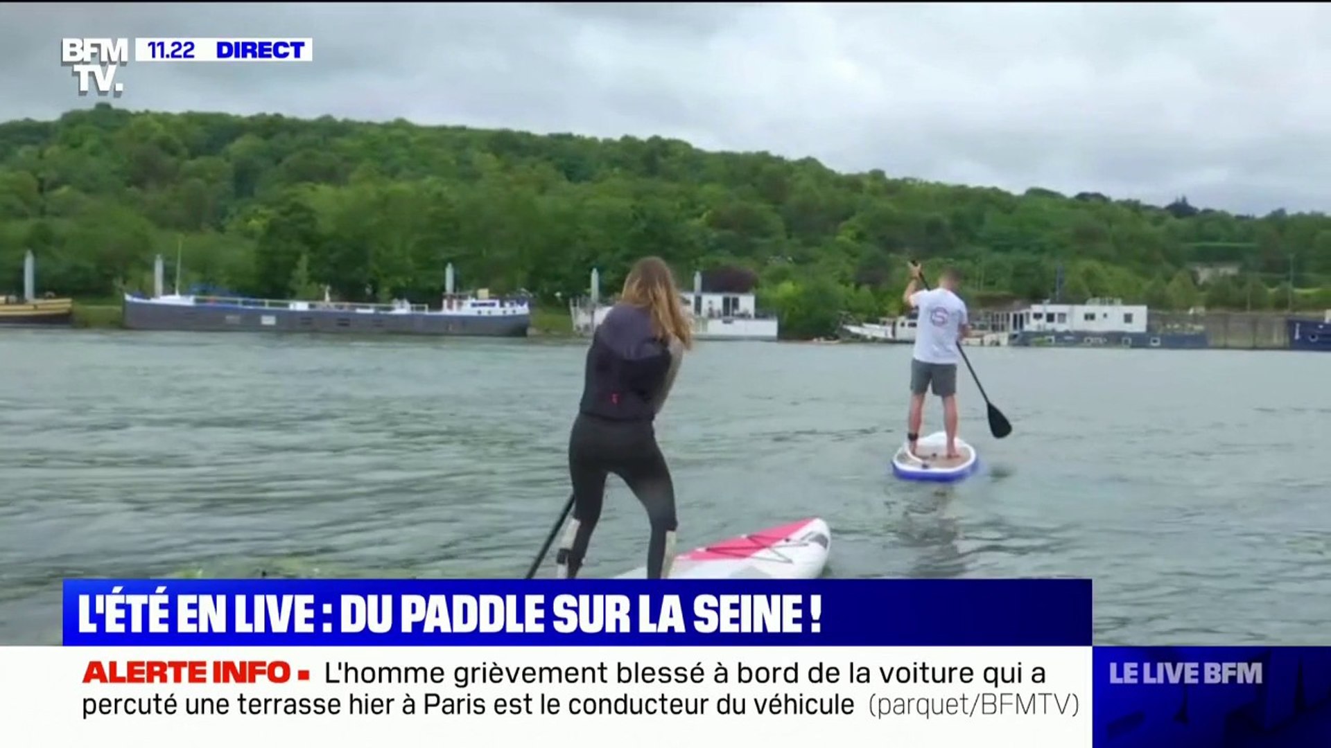 L'été en live": faire du du stand-up paddle sur la Seine - Vidéo Dailymotion