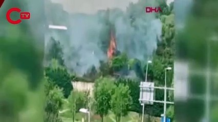 Esenler'de askeri kışladaki ağaçlık alanda yangın