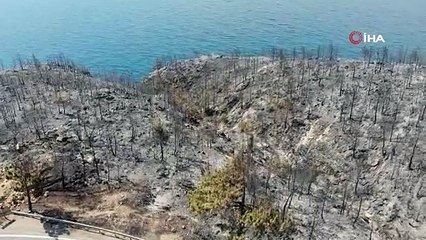 Yanan bölgeler drone ile havadan görüntülendi