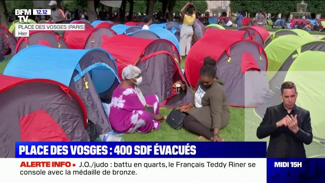 Opération coup de poing d'associations d'aide aux migrants: 400 SDF dans des tentes place des Vosges