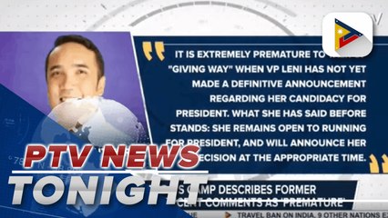 VP Robredo's camp describes former Sen. Trillanes' recent comments as "premature'