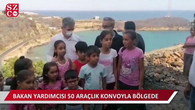 Bakan yardımcısı 50 araçlık konvoyla yangında evi yanan vatandaşı ziyaret etti