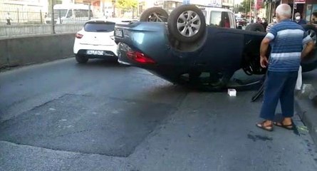 Bayrampaşa'da kontrolden çıkan araç takla attı: 1 yaralı