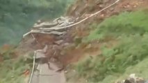 Stretch of road caves in due to landslide in Himachal Pradesh's Sirmaur