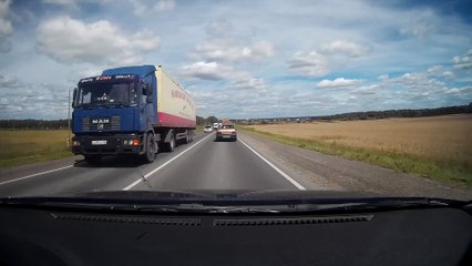 Runaway Tire Surprises Oncoming Car