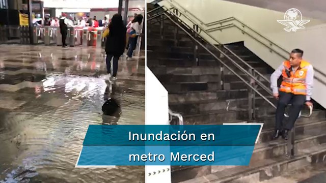 Así se ven las cascadas en estación del Metro Merced por intensa lluvia en la CDMX