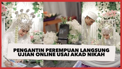 Berdedikasi, Pengantin Perempuan Ini Langsung Ujian Online Usai Akad Nikah