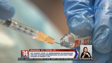 NTF against COVID-19, Inirekomenda na bakunahan ang mga gustong magpabakuna sa NCR kahit hindi kasama sa priority list | 24 Oras Weekend