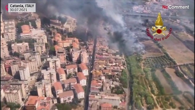 Firefighters battle flames as fires force evacuations in Catania