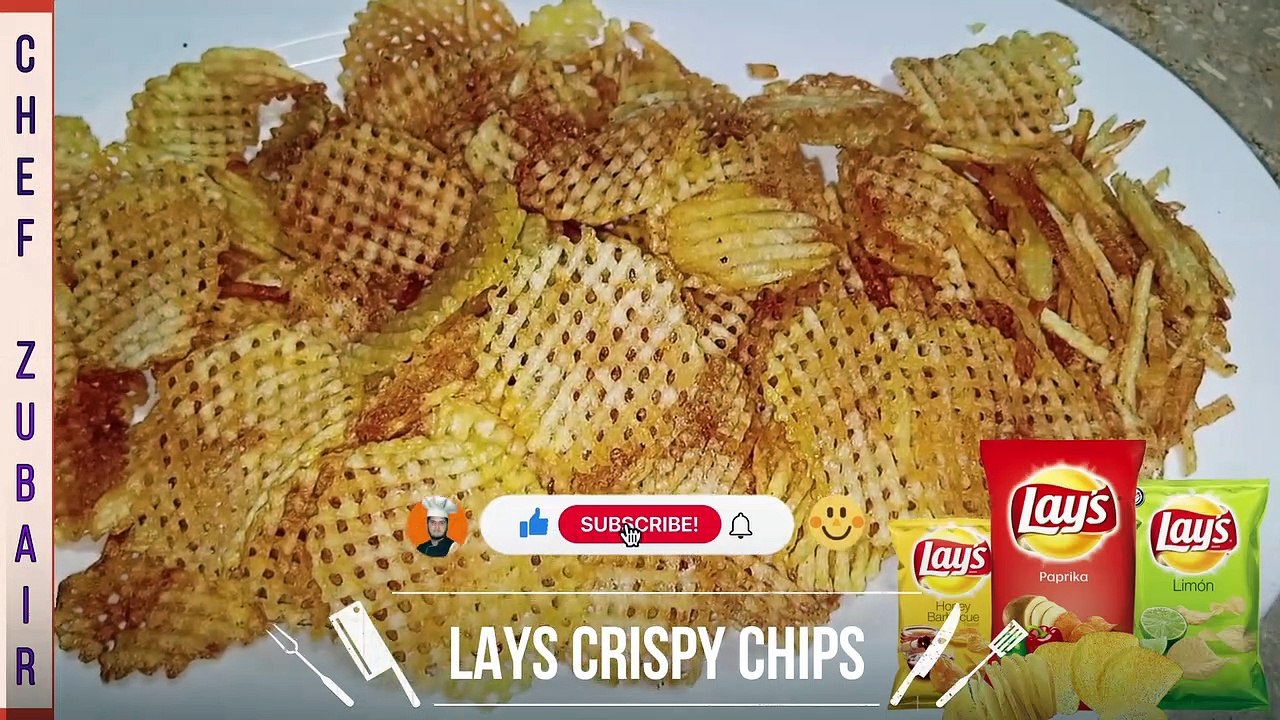 Potato Homemade Lays Crispy Chips | Potato Crunchy Chips | How to make Lays Crispy Chips at Home | لیز چپس گھر پر کیسے بنائیں