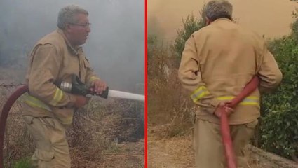 Vatan ona minnettar! İşte canı pahasına alevlerle savaşan yangın şehidinin son görüntüleri