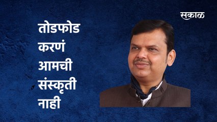 Devendra Fadanvis | तोडफोड करणं आमची संस्कृती नाही : देवेंद्र फडणवीस | Maharashtra