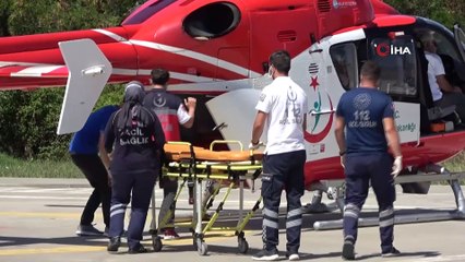 Duvardan düşen üniversiteli kızın yardımına ambulans helikopter yetişti