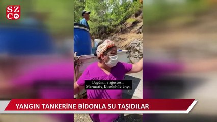 Yangında vatandaş seferberliği: Bidonla tankere su taşıdılar, alevlere kürekle daldılar