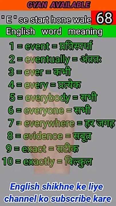 gyan_available_short_VDO_68. अँग्रेजी बोलना सीखें // English to Hindi daily use word meaning practice.