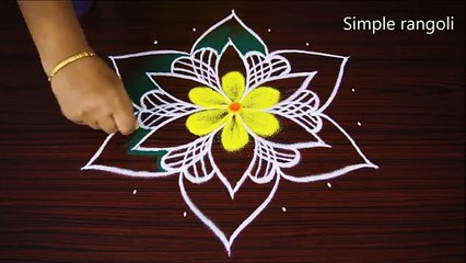 Daily Kolam rangoli designs - Traditional rangoli design for beginners - Color muggulu for festival