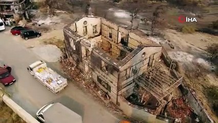 Manavgat'ta yangında yok olan mahallesi havadan görüntülendi