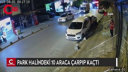 Gelen ses yurttaşları sokağa döktü Park halindeki 10 araca çarpıp kaçtı
