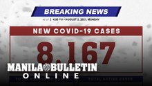 DOH reports 8,167 new cases, bringing the national total to 1,605,762, as of AUGUST 2, 2021