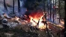 Akseki’deki orman yangınına havadan ve karadan müdahale sürüyor