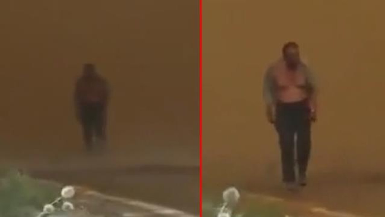 Muğla'daki canlı yayında dikkat çeken anlar! Bir anda alevlerin içinden çıkıp ekibe doğru geldi