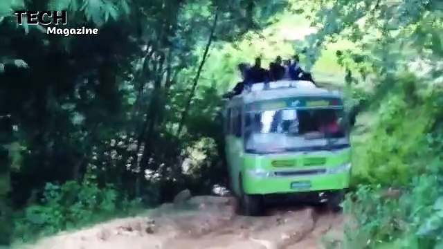 Crazy Bus VS Dangerous Roads Bus Nearly Falls off Cliff, Crossing Extremely Muddy u0026 Steep Hill@ Amazing Azad@24th BCSEdu