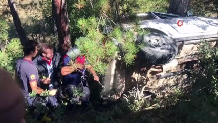 Devrilen cipte sıkışan sürücü böyle kurtarıldı
