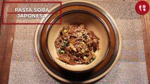 Pasta soba japonesa con hongos y chícharos | Receta fácil | Directo al Paladar México