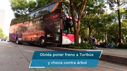 Turibús choca contra un árbol en plena Alameda Central