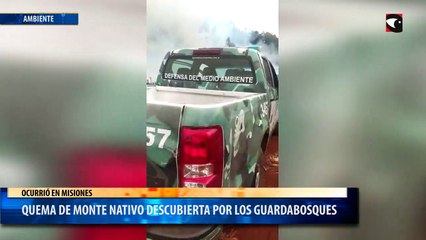 Quema de monte nativo descubierta por los guardabosques