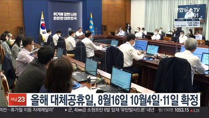 올해 대체공휴일, 8월16일 10월4일·11일 확정