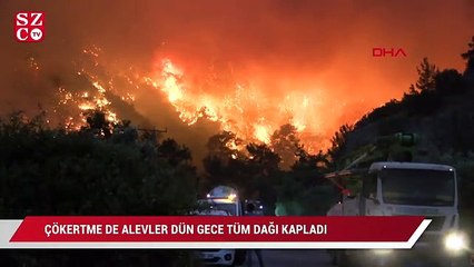 Çökertme de alevler dün gece tüm dağı kapladı
