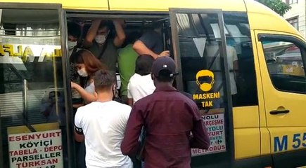 Vaka sayıları artmasına rağmen Esenyurt minibüslerinde yine aynı manzara