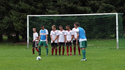 Das 3:4 für Hagenberg durch Viktor Gerliz per Freistoß gegen Bühren/Scheden