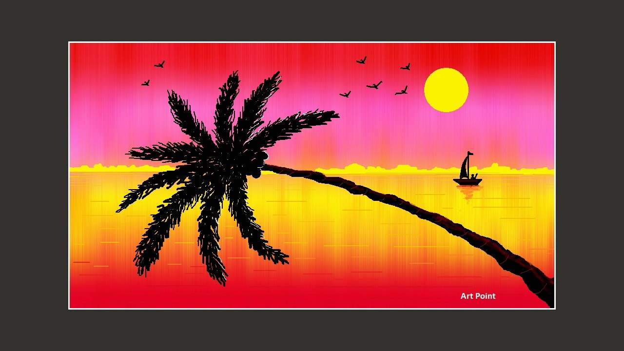 How to Draw - in computer| Microsoft paint tutorial | ms paint | scenery drawing 065 - Art Point