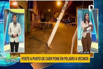 Lince: poste a punto de caer pone en peligro a vecinos
