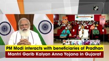 PM Modi interacts with beneficiaries of Pradhan Mantri Garib Kalyan Anna Yojana in Gujarat