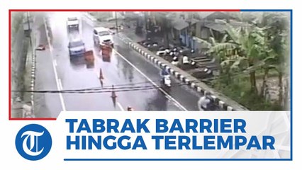 Beredar Rekaman CCTV Mobil Tabrak Barrier Penyekat hingga Terlempar, Diduga Sopir Sedang Mabuk