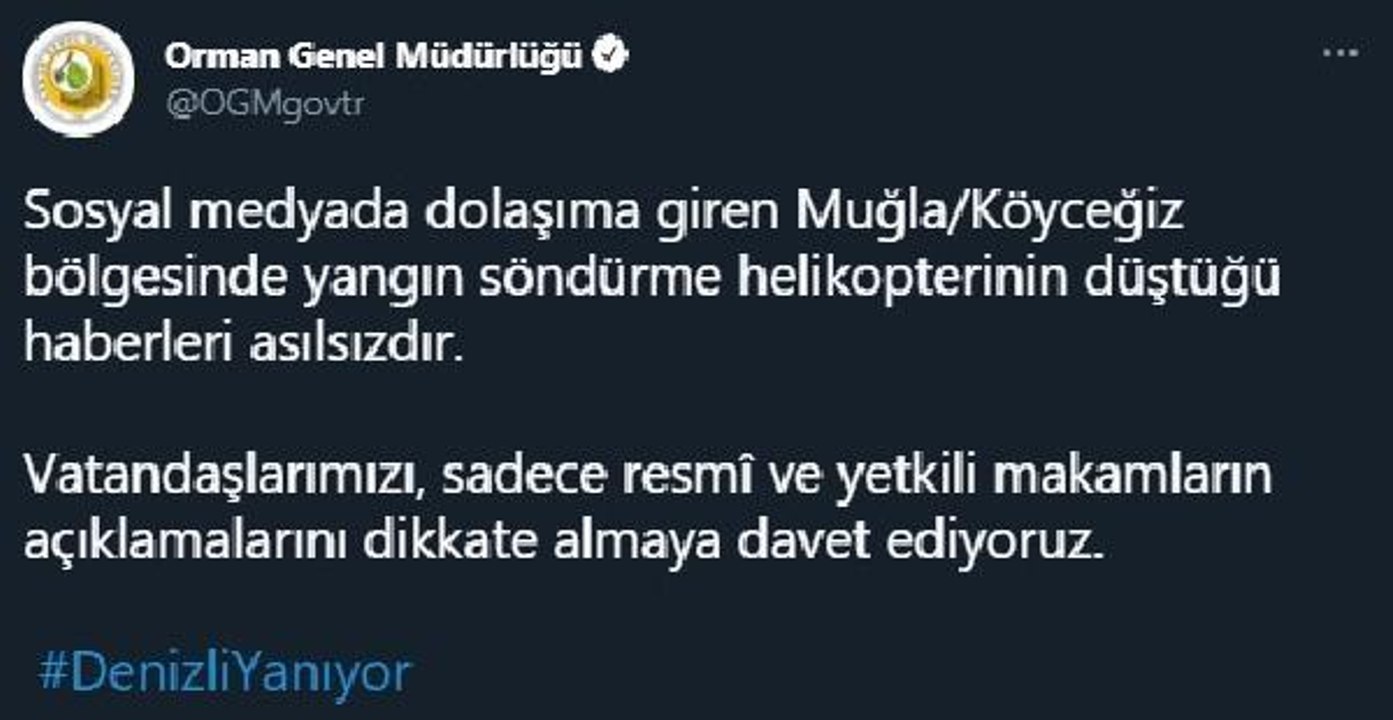 "Yangın söndürme helikopteri düştü" iddiasına Orman Genel Müdürlüğü'nden çok net yanıt: Haber asılsızdır
