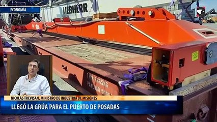 Llegó la grúa para el puerto de Posadas
