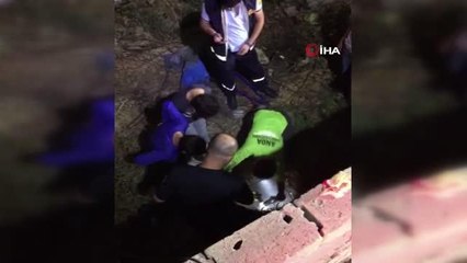 Çukurda sıkışan yavru köpek kurtarıldı