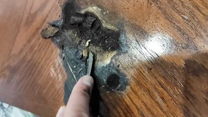 How a burned table is professionally restored