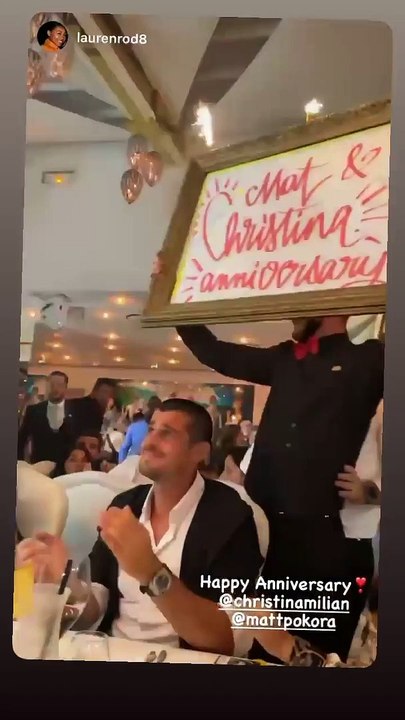 Christina Milian et M.Pokora fêtent leur rencontre dans le club L'Opéra à Saint Tropez le 3 août 2021.