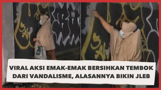 Viral Aksi Emak-emak Bersihkan Tembok dari Vandalisme, Alasannya Bikin Jleb