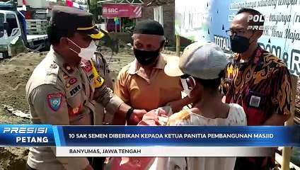 Kapolresta Banyumas Beri Beri Bantuan Semen Untuk Pembangunan Masjid Jami